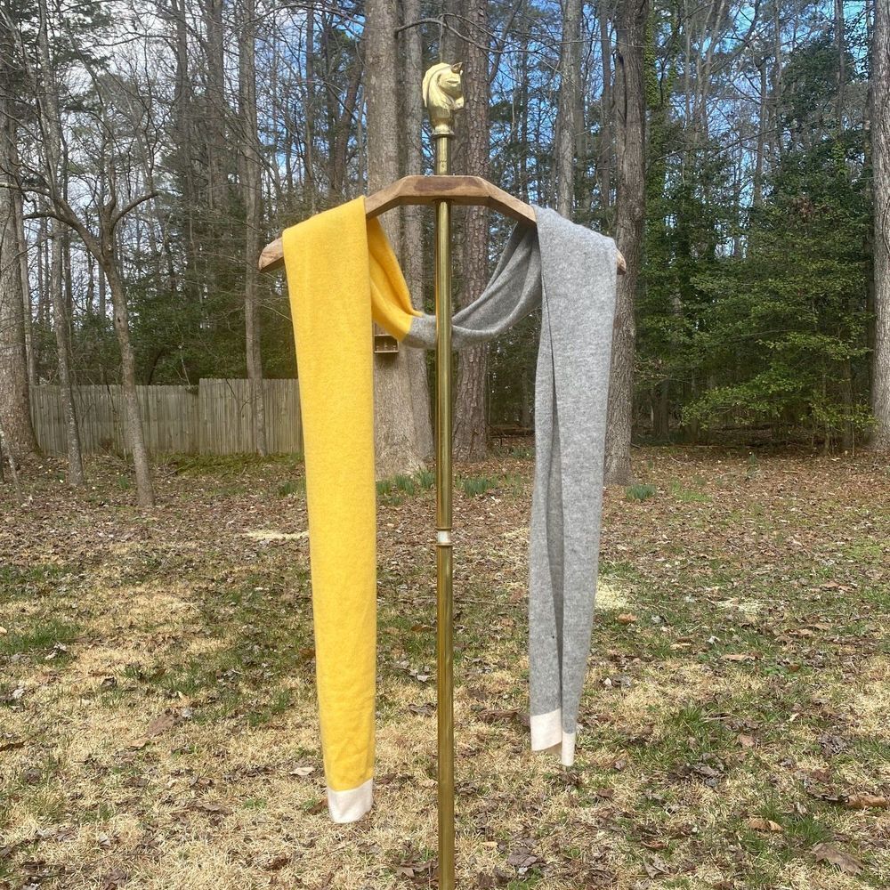 Vintage 00s J.Crew Gold Grey Knit Skinny Scarf